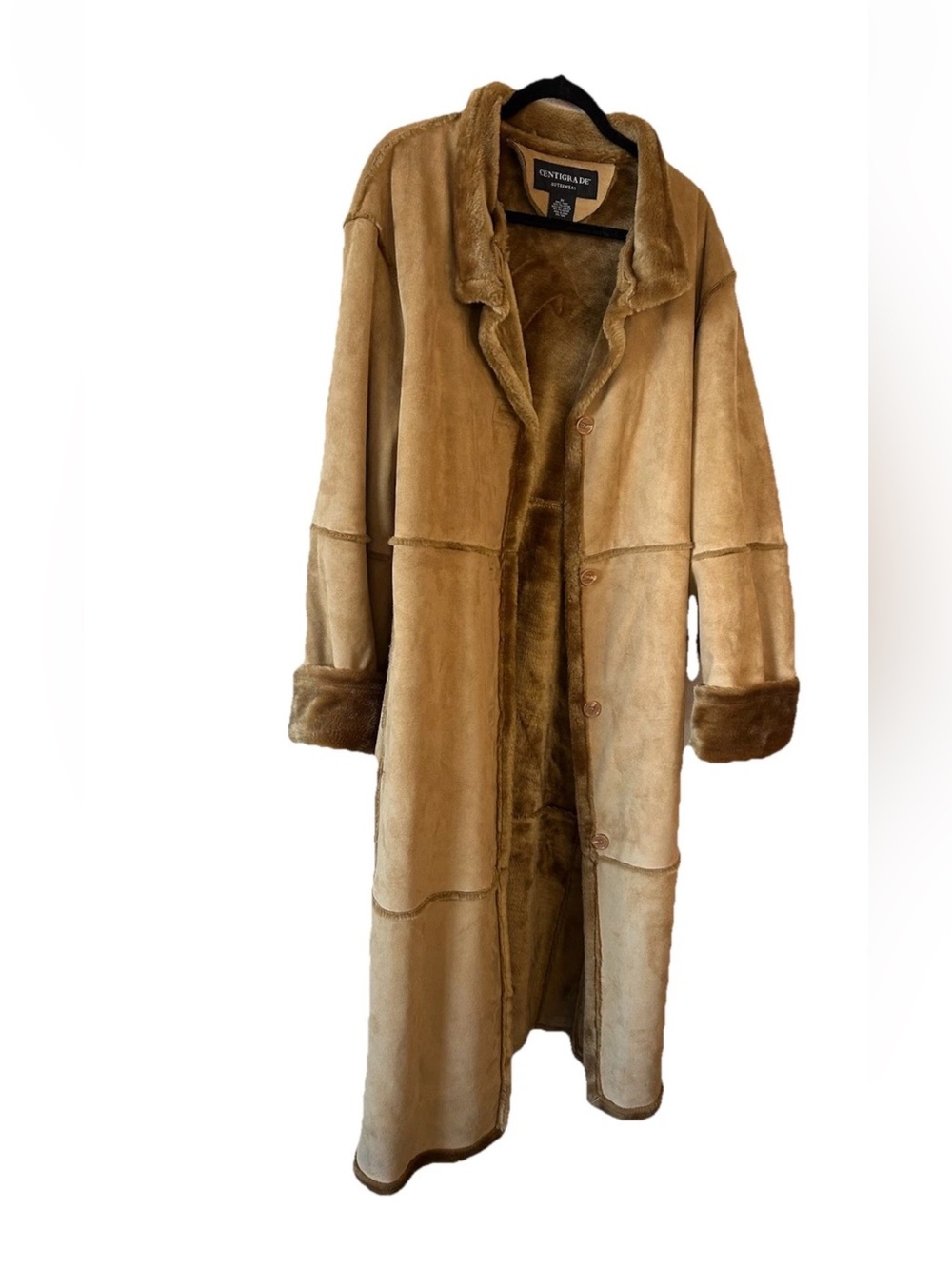 Vintage Y2K Penny Lane Duster Jacket Faux Fur Lined Long Faux Suede Coat Boho 2X